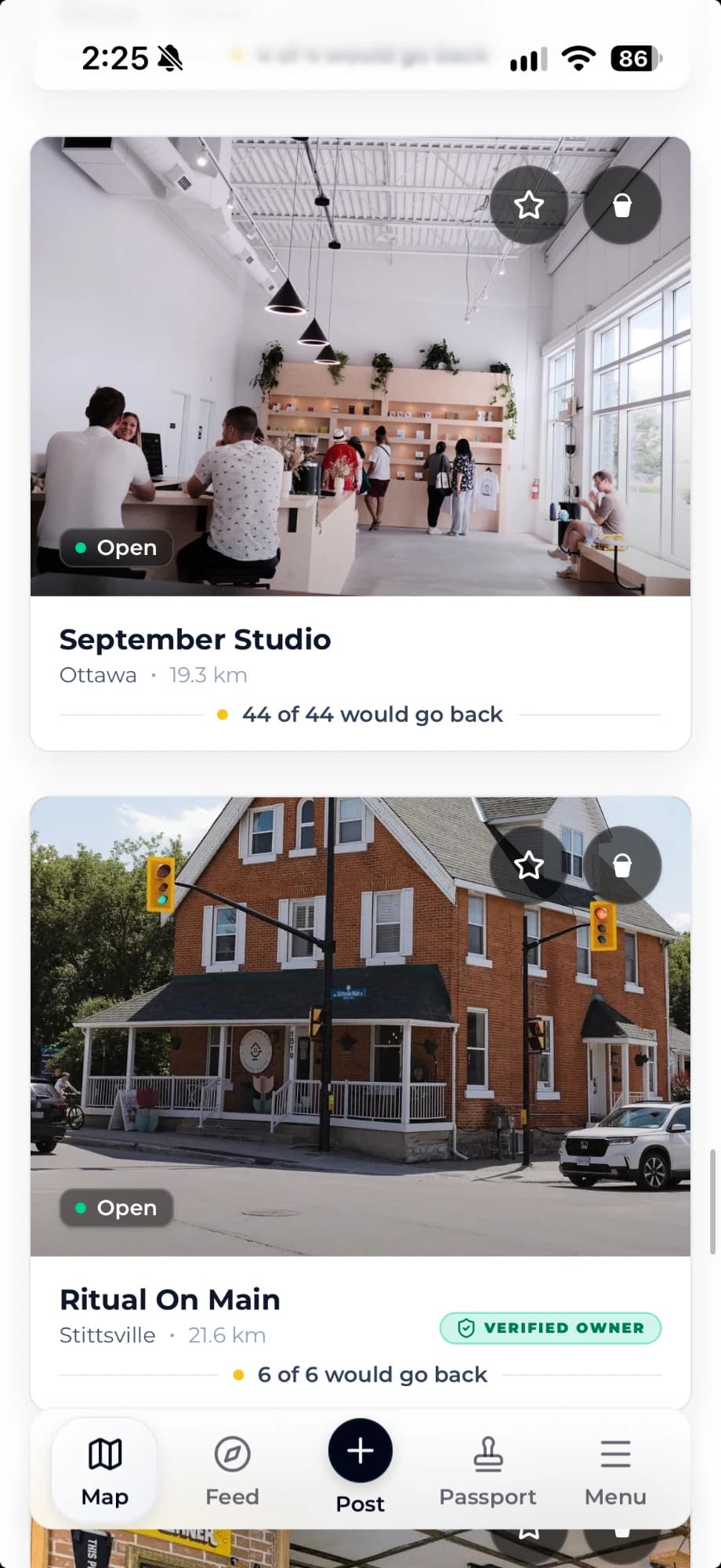The Brew Routes café list with September Studio and Ritual On Main